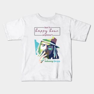 Johnny Depp: Isn't happy hour anytime Kids T-Shirt